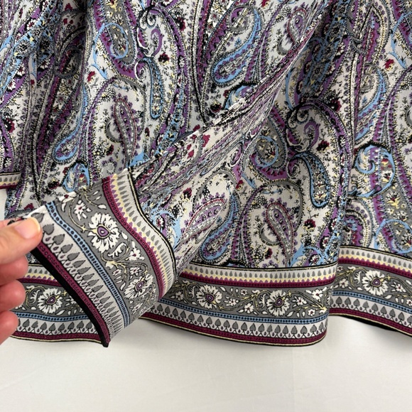 J. Jill Women 3/4 Sleeve Tunic Blouse Sz L Paisley Purple Office Mature Business - Picture 4 of 12